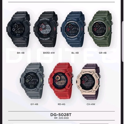 JAM TANGAN PRIA DIGITEC DG-5028T ORIGINAL DIGITAL TALI RUBBER DIAMETER 4,8 CM
