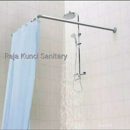 Tiang Shower Curtain U,L,Lurus/Tirai Kamar Mandi Stainless (PROMO)