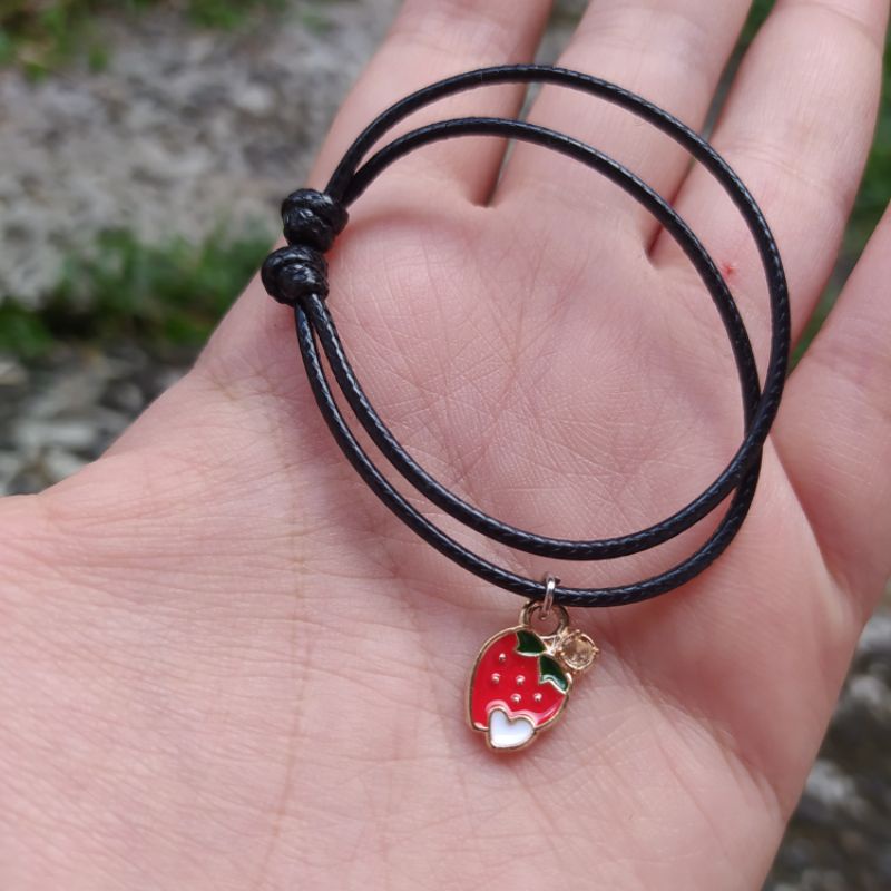 FRUIT & FOOD BRACELET / Gelang buah lolypop semangka strawberry / UNIK / PERSAHABATAN / MURAH / LUCU-Strawberry 1