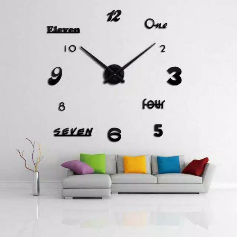 JDA790 Jam Dinding BESAR Dia. 70cm sd 120cm Tanpa Paku Minimalis Giant Clock Taffware