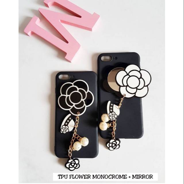 Sale case tpu flower monocrome + miror iphone 7plus 8plus