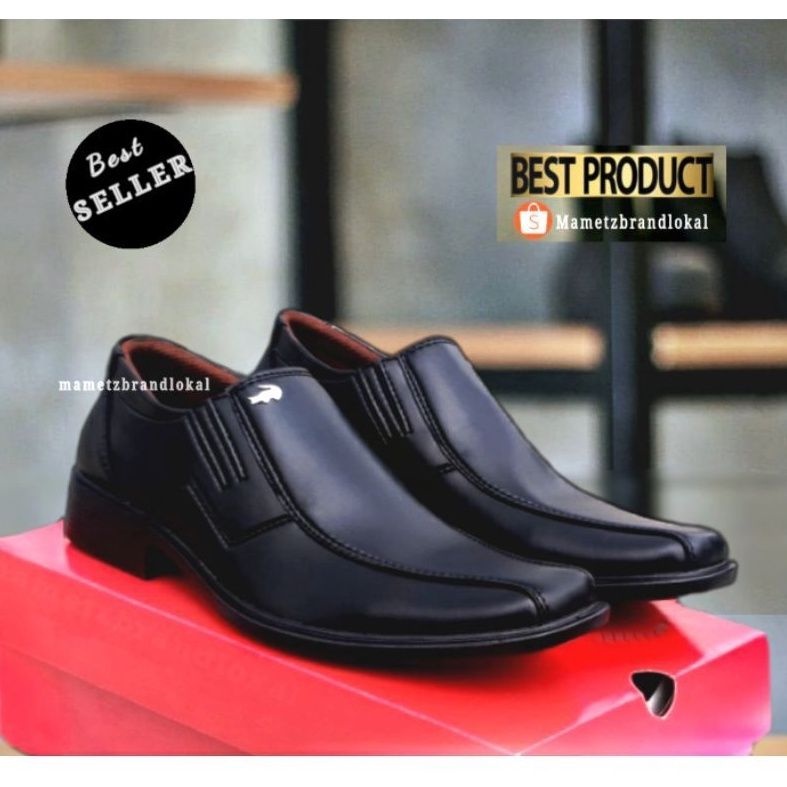 BEST PRODUCT - Sepatu Pantofel Hitam Coklat Pria Tanpa Tali Pendek Kulit Swedian Formal Kerja Kantor-5