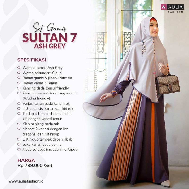 Set Gamis Sultan 7 Ash Grey by Aulia