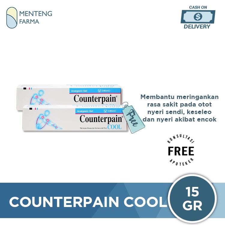 Counterpain Cool 15 Gr - Gel Analagesik Pereda Nyeri Otot Keseleo Memar dan Punggung