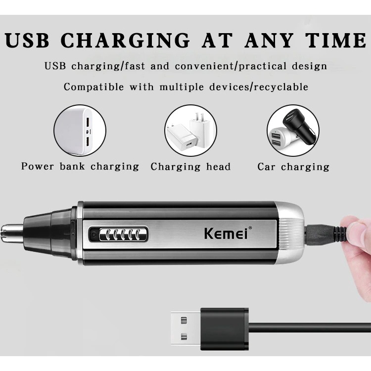 Pencukur Kumis dan Jenggot Elektrik Tanpa Kabel Kemei 4 In 1 Rechargeable Alat Potong Bulu Hidung Elektrik