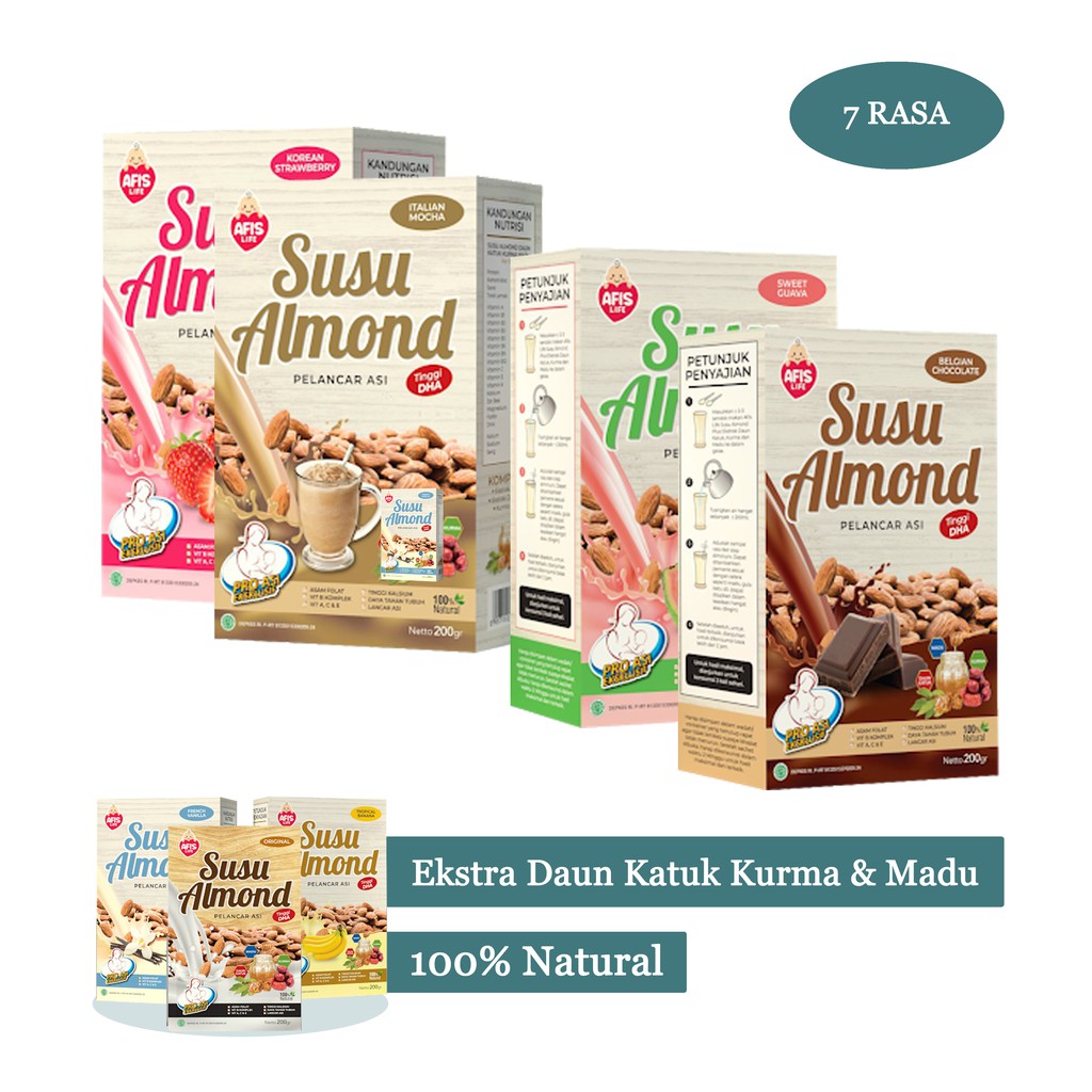 Jual Afis Life Susu Almond Pelancar Asi Ekstrak Daun Katuk Kurma Dan Madu 200gr Shopee 4134