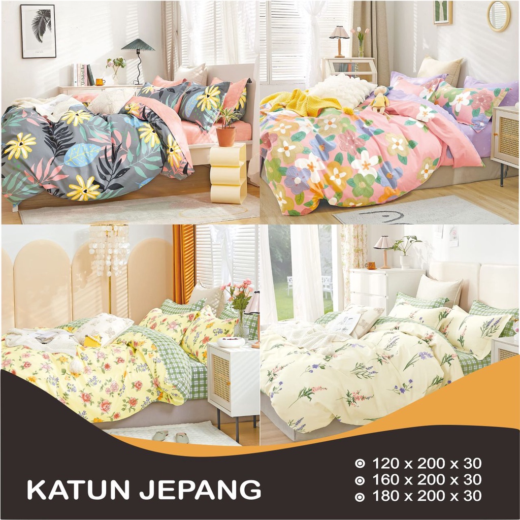 Bedcover Set Sandy Collection Emerald Katun Jepang Sprei Tinggi 30 atau Sprei Tinggi 40cm