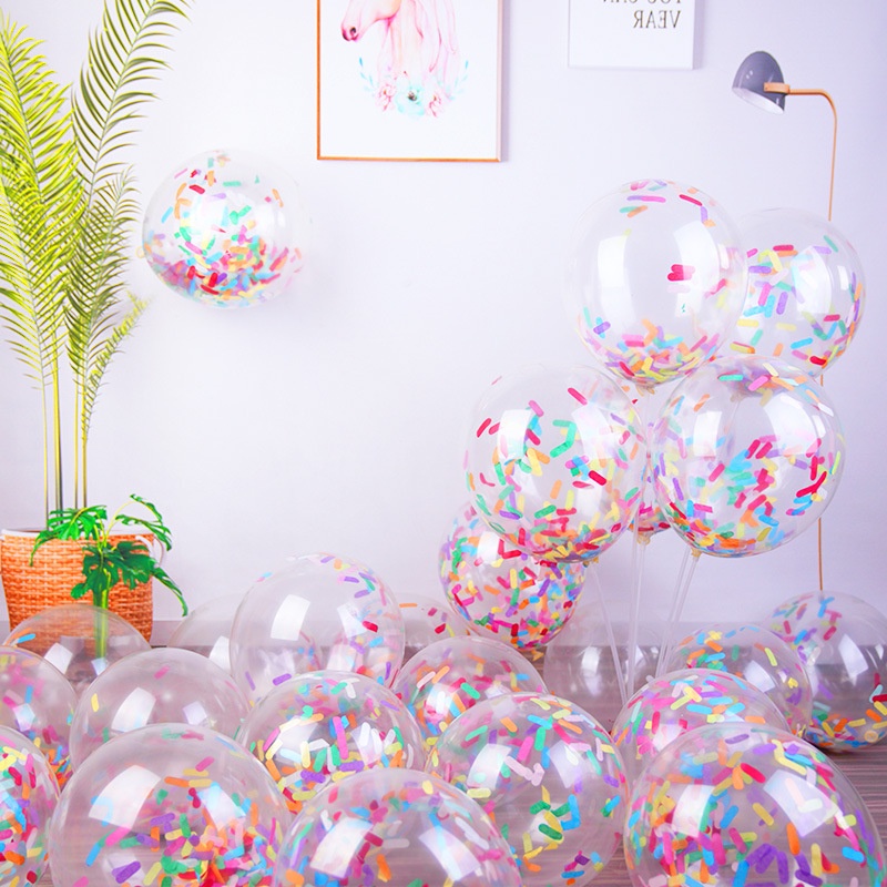 10pcs Balon Latex Confetti 12 Inch Warna Campur Untuk Dekorasi Pesta Ulang Tahun / Pernikahan