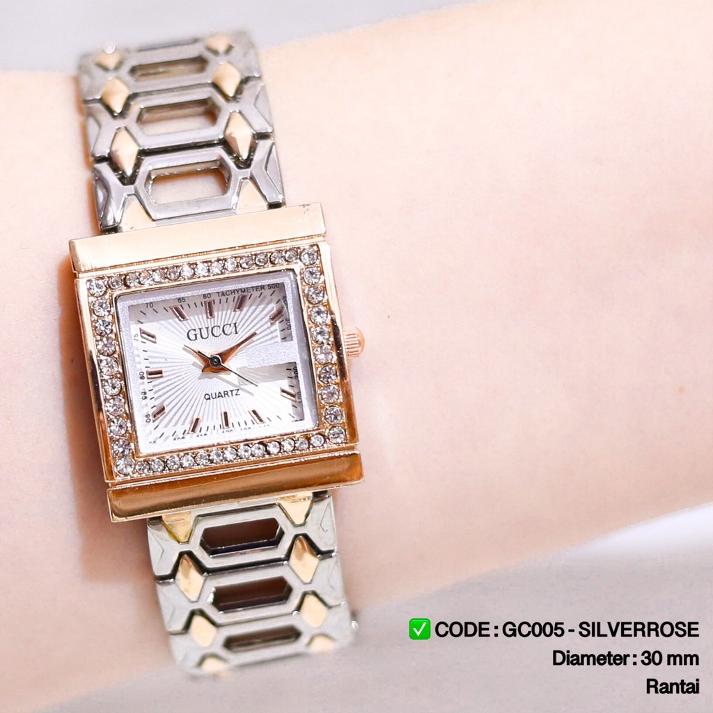 Jam tangan GUESS rantai wanita fashion cewek termurah grosir ecer stainless GR001-GC222 SILVERROSE