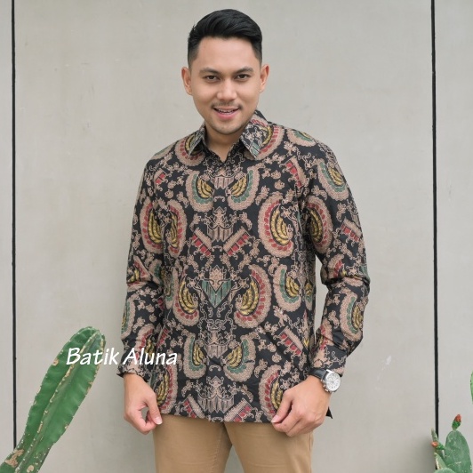 kemeja Baju batik pria lengan panjang Modern Cowok Premium Laki Laki  Jumbo Slim fit Kasual Full Furing Mewah Ori Asli Bahan Katun Big Size Exclusive Simple Elegan Kombinasi Model Terbaru Lengan Panjang Pria BATIK ALUNA Oringinal PL 107