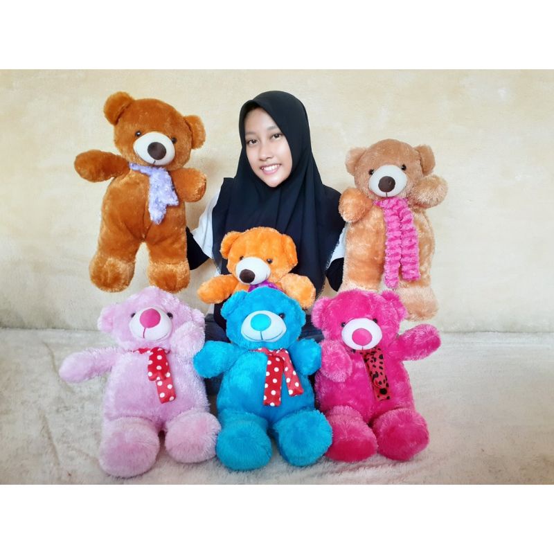 BONEKA BERUANG SYAL POLKA / BONEKA TEDDY LUCU TERMURAH TERLARIS SYAL POLKADOT