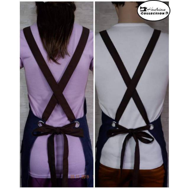 Celemek apron denim Best quality premium strap crossback ,celemek pria dan wanita Celemek murah.