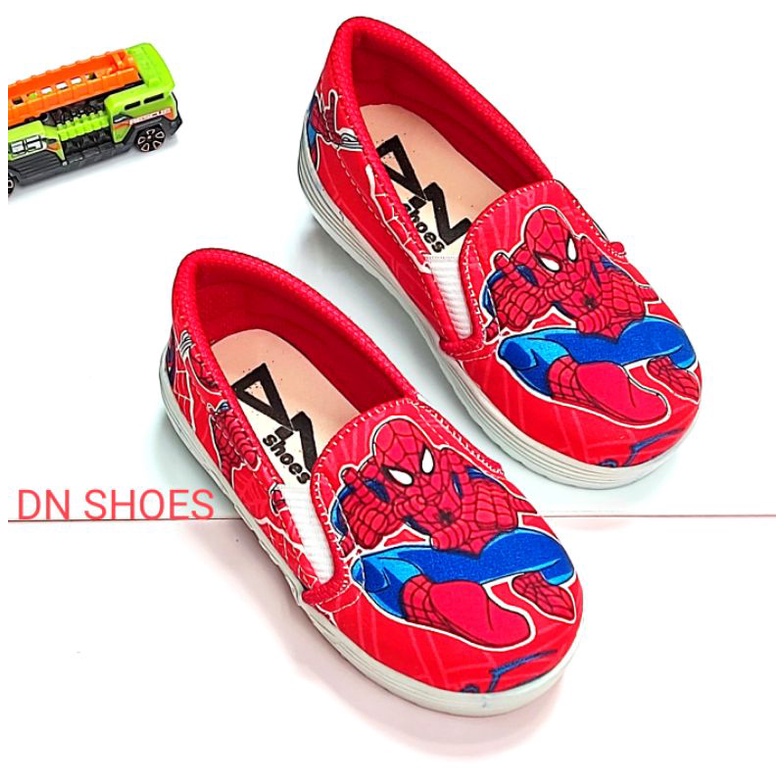 Sepatu Anak Laki Laki Sepatu Anak Cowo Sepatu Anak Pria Slip On Anak Lucu Murah Karakter Spiderman Merah Keren