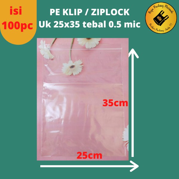 &lt;isi 100&gt; Plastik PE klip Cetik Ziplock uk 25x35 tebal 0,4 | pelastik zipper | plastik klip