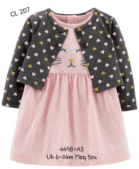 Carter Love Setelan Dress Jumper Cardigan Anak Perempuan