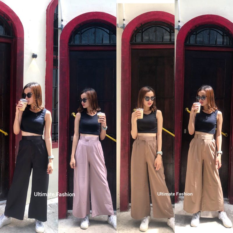 Celana Kulot Loose Pants Cullote Highwaist HW Wanita Import Premium Model Korea Kekinian Celana Kantor Formal Real Pict 9587 Alya