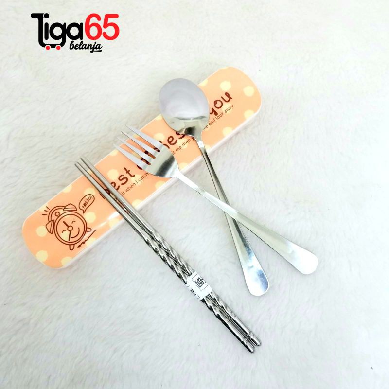 Alat Makan / Sendok Garpu Set / Stainless Steel / Sendok Garpu Portable / Sendok Garpu Sumpit 6004