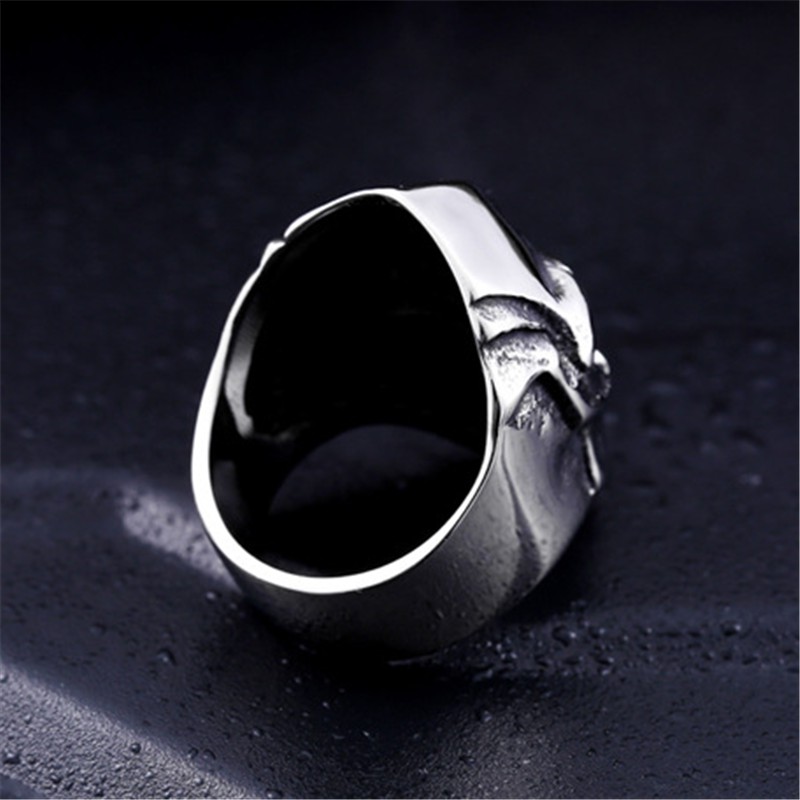 SEUSUK Perhiasan Cincin Punk Vintage Desain Tengkorak Gothic Unik Bahan Stainless Steel untuk Wanita