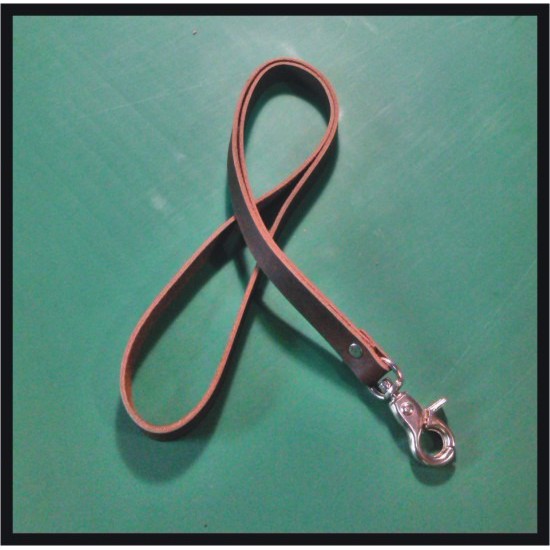 

tali id card kulit sapi asli warna coklat tua leather lanyard philo