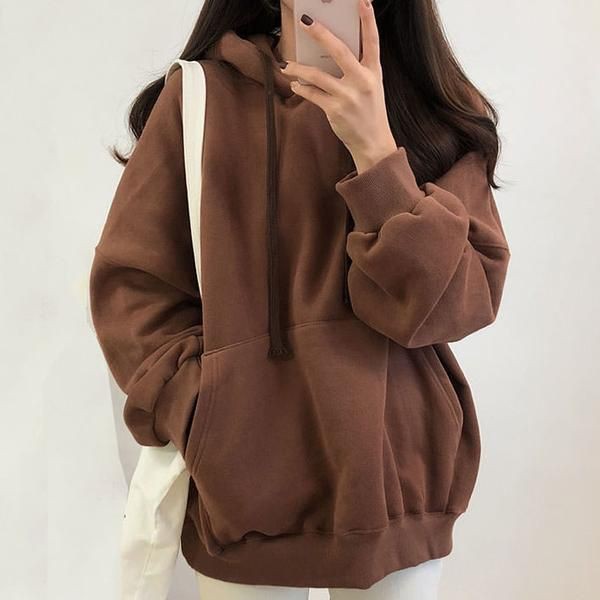 Sweater hoodie wanita korean style warna Coksu - coklat susu - moca - bronze - bahan fleece tebal-1