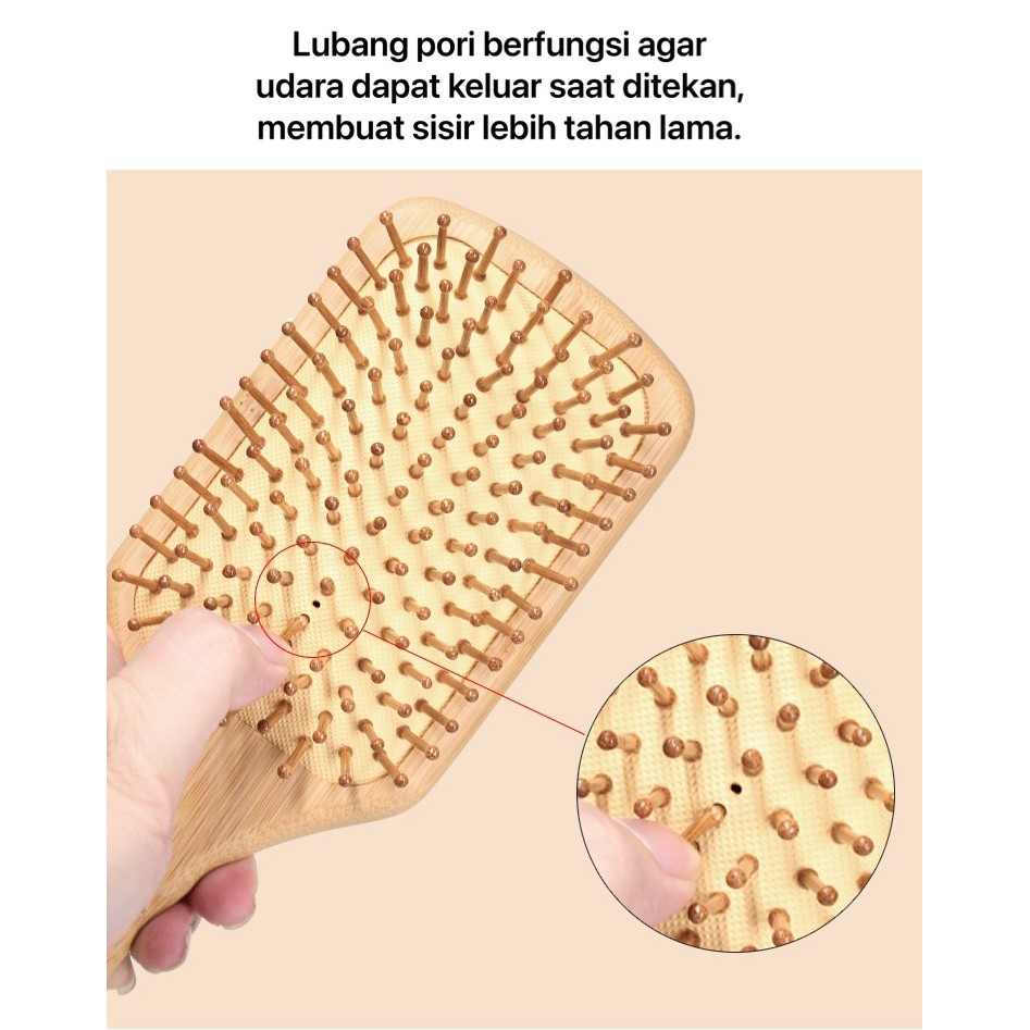 Sisir Rambut Kayu Wanita Hair Brush Massage Comp Anti-Static Comb Sisir Rambut