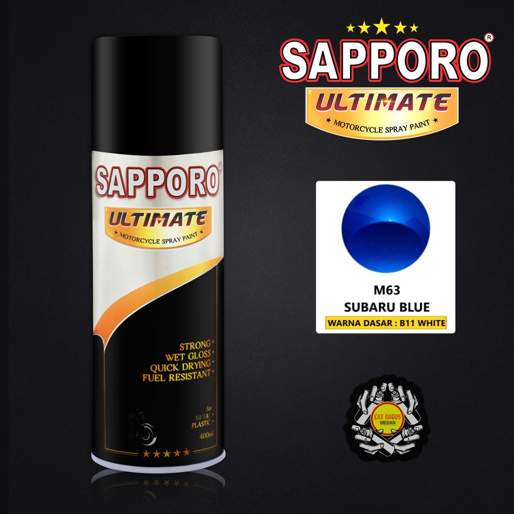 SAPPORO ULTIMATE M63 SUBARU BLUE CAT SEMPROT 400 ML CAT MOTOR AEROSOL PYLOX BIRU METALLIC METALIC ME