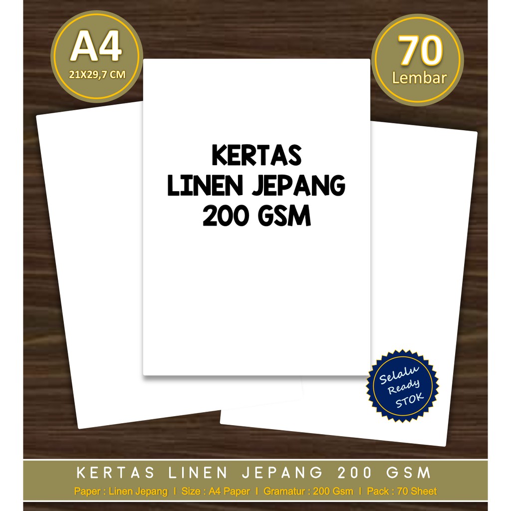 

Kertas Linen Jepang Uk. A4 1 Pak isi 70 Lembar 200 gsm