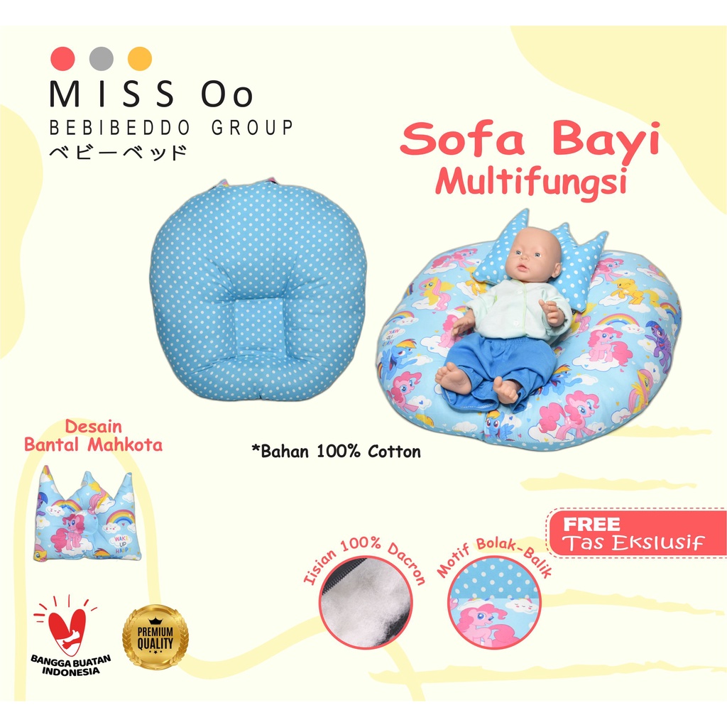 Cod 2 in 1 sofa bayi/ baby launger free bantal mahkota bayi motip triangel