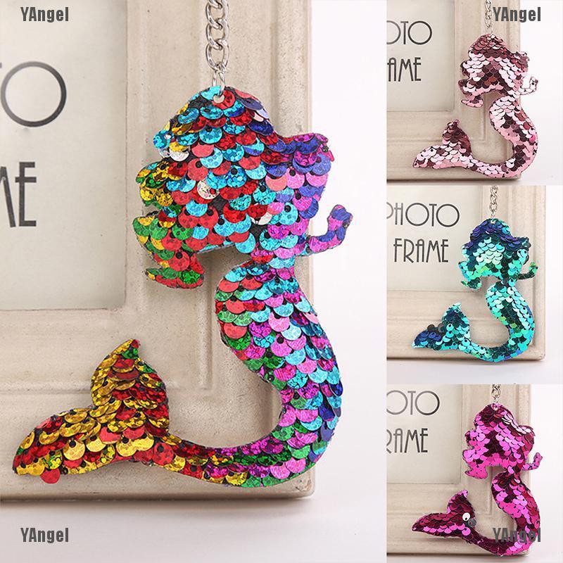 Women's Sequin Mermaid Tail Key Chain Handbag Pendant Keyring Fashion Jewelry