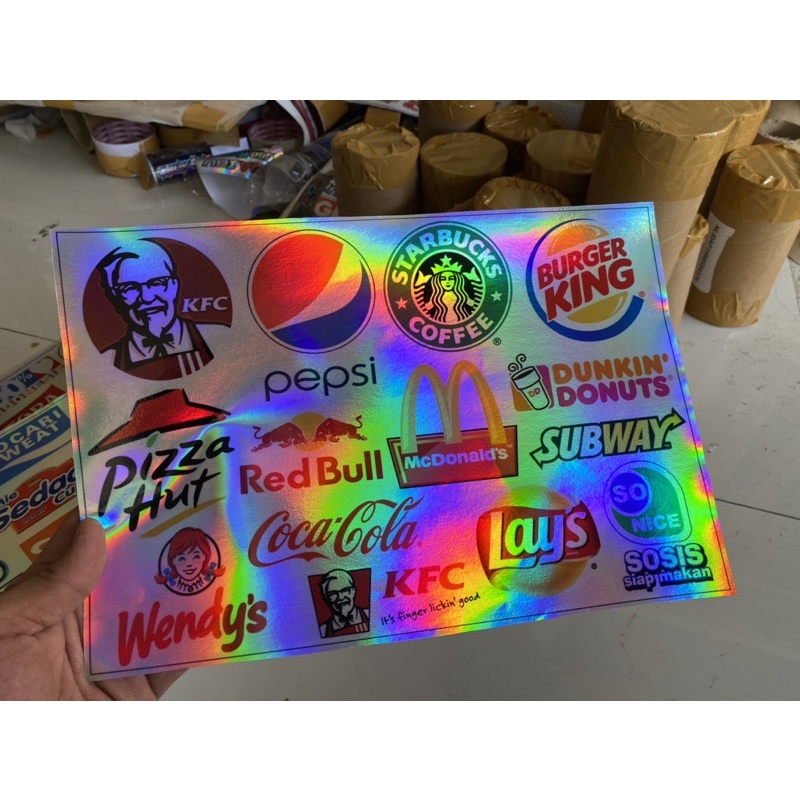 Sticker Pack Hologram Aesthetic Food Drink Viral Stiker Hologram Stiker logo Stiker Distro