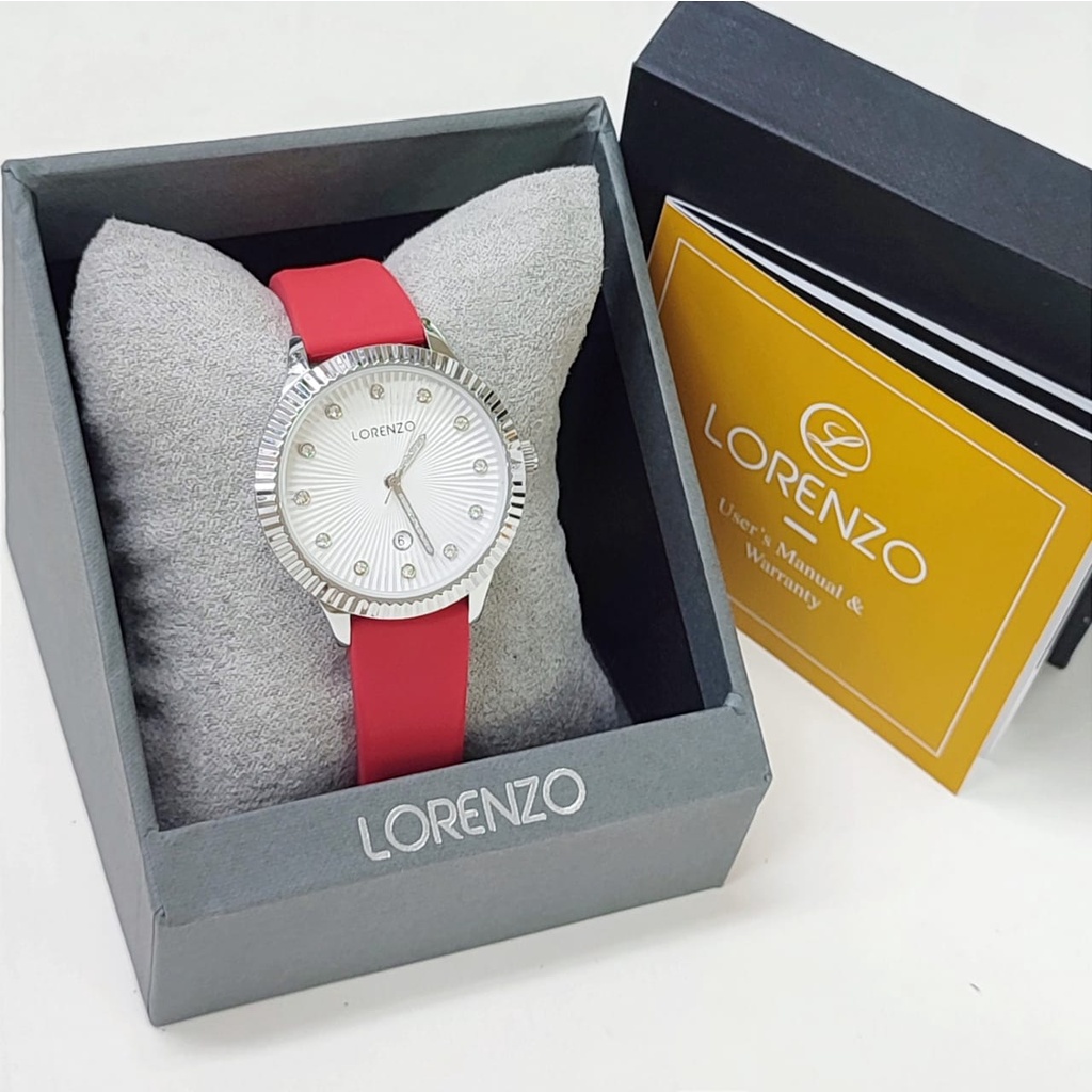 BEST SELLER JAM TANGAN WANITA LORENZO X135 TALI RUBBER TANGGAL AKTIF DM 3.6CM FREE BOX BATERAI CADANGAN || JAM TANGAN FASHION WANITA JAM TANGAN CEWEK MURAH LORENZO