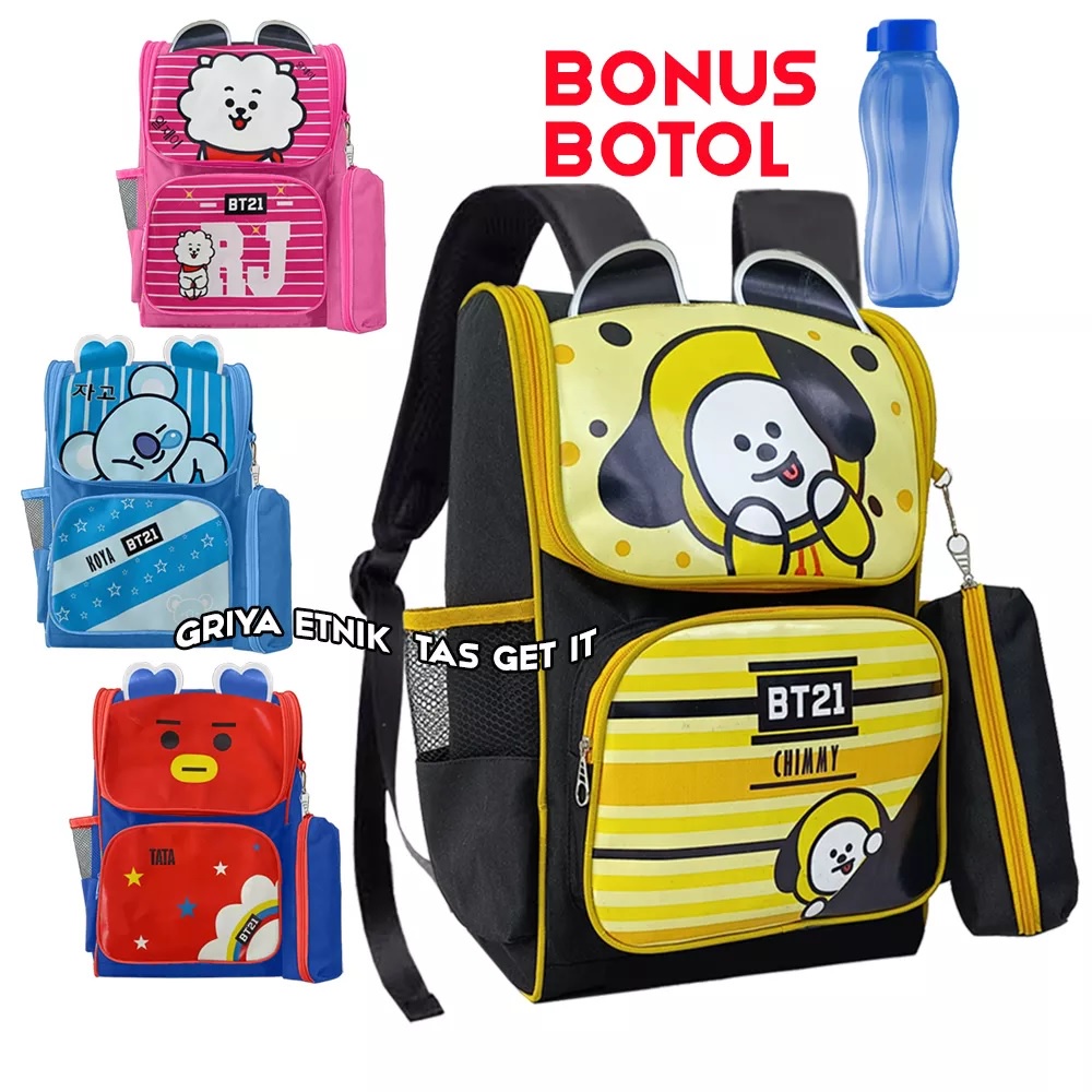 Tas Anak Perempuan SD BT 21 Gratis Botol Minum Dompet Tas Ransel Sekolah Tata RJ Chimmy Koya Tas Gendong Anak