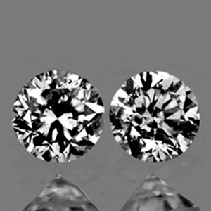 VVS Pair Round Diamond Cut 2.1mm 0.07ct/2pcs Color D-F Natural Untreated Diamond LOT027