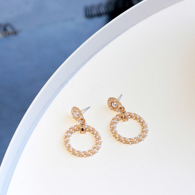 A Korea baru high-grade Pearl geometris anting-anting serbaguna niche hipster anting-anting giwang t