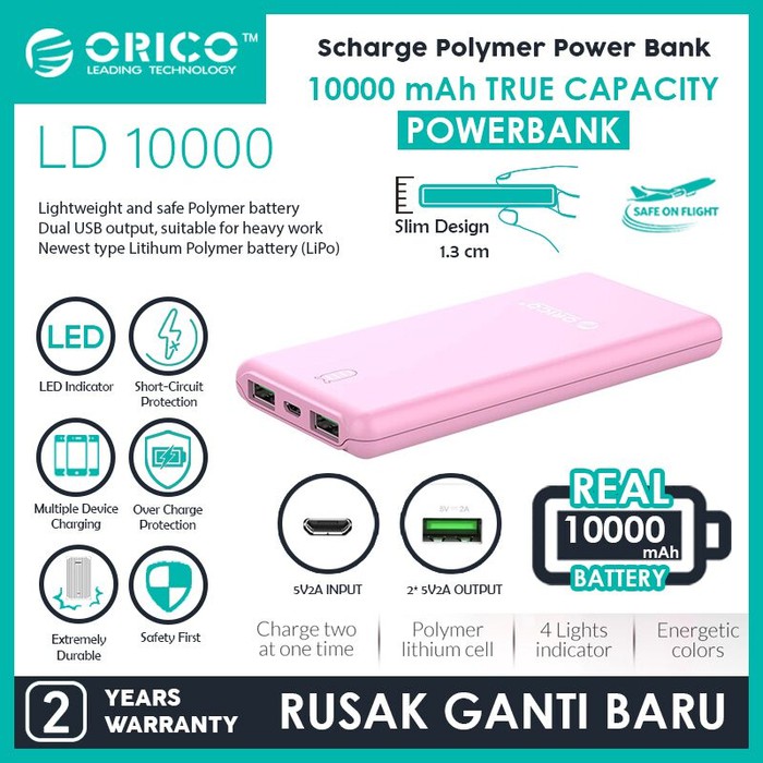 Power Bank / PowerBank 10000mAh Scharge Polymer - ORICO LD100