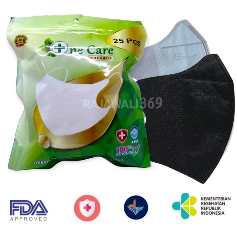 Masker Duckbill Onecare Earloop 25Pcs 4ply Sachet Kemasan Higenis Kemenkes