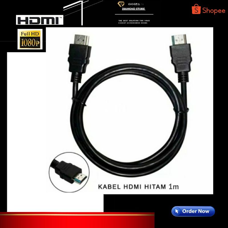 HDMI CABLE 1 METER KABEL HDMI HITAM MALE TO HDMI MALE