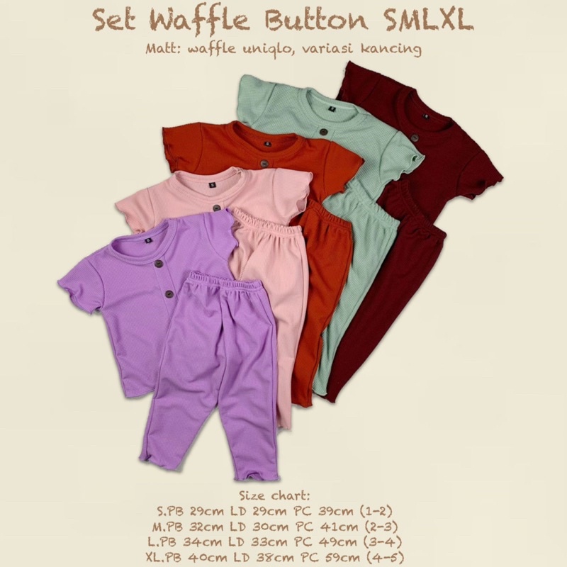 Setelan Anak Waffle Button Original Kaos Super Premium Pakaian Anak Perempuan Terlaris Termurah Best Seller