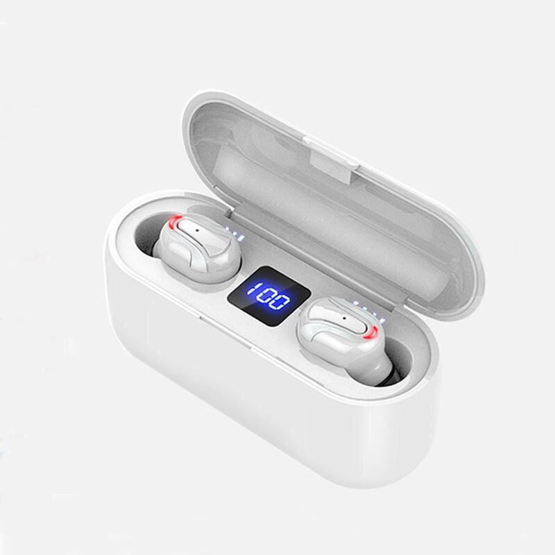 Q32 / F9 LED TWS Bluetooth Headset EDR Wireless Stereo Earbuds With Powerbank For IOS dan Android-Q32 WHITE