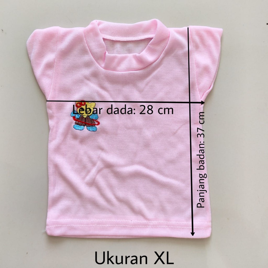 1 LUSIN (12 pcs) Kaos bayi pendek BORDIR ukuran S / M / L / XL