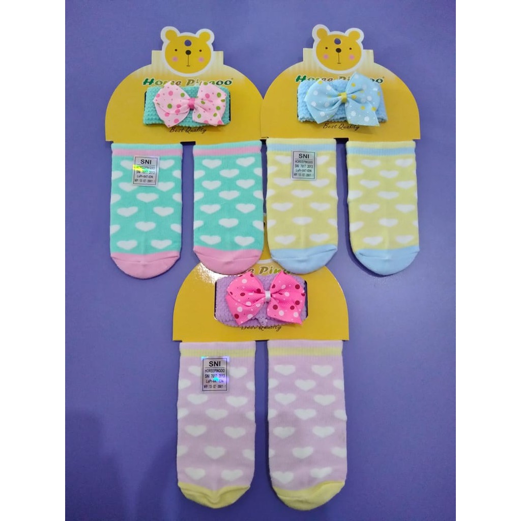 Kaos Kaki &amp; Bandana Horee Pingoo / Kaos Kaki Baby / Kaos Kaki Bayi / Perlengkapan Bayi