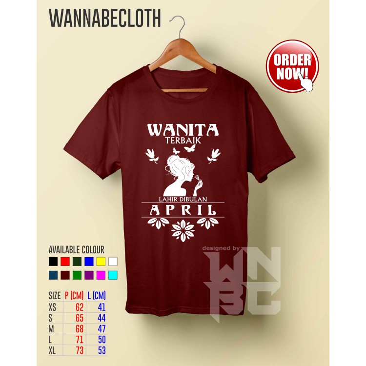 Kaos Baju T-Shirt Kaos Custom Cetak Kaos Print Kaos Wanita Terbaik Lahir Bulan April Lengan Pendek
