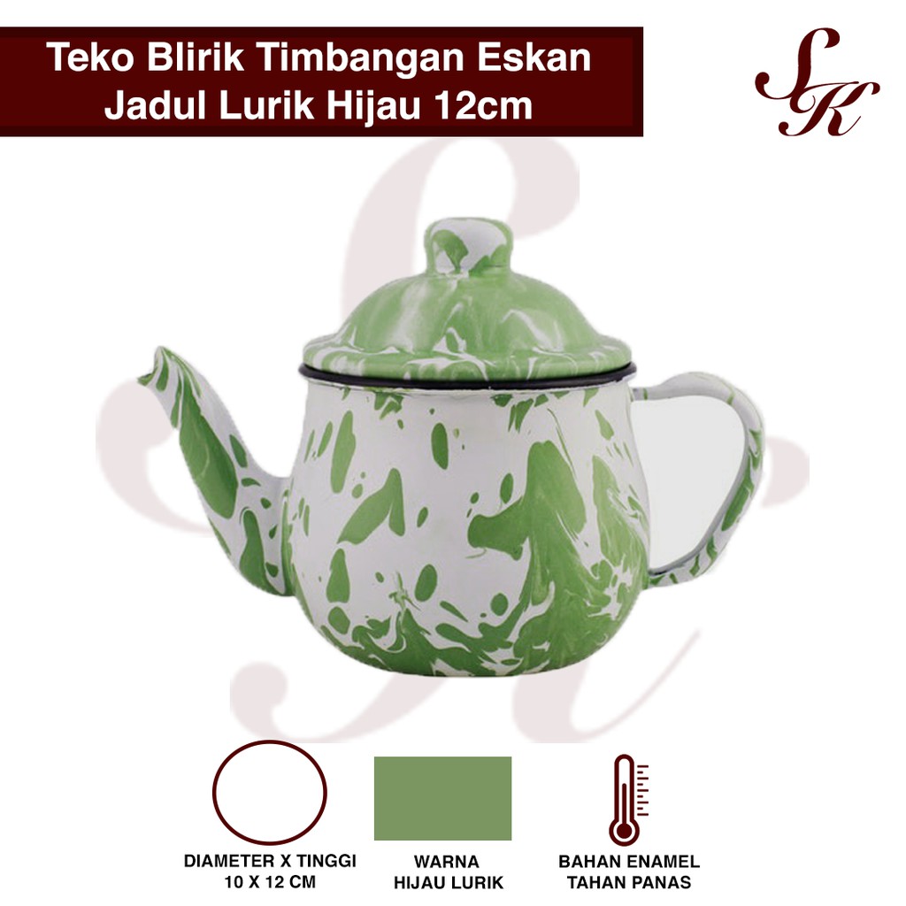 Teko Eskan Uk12 Mug Burik Blirik TIMBANGAN / Teko Mug Enamel / Teko Mug Hijau/ Teko Jadul/ Ceret Jad