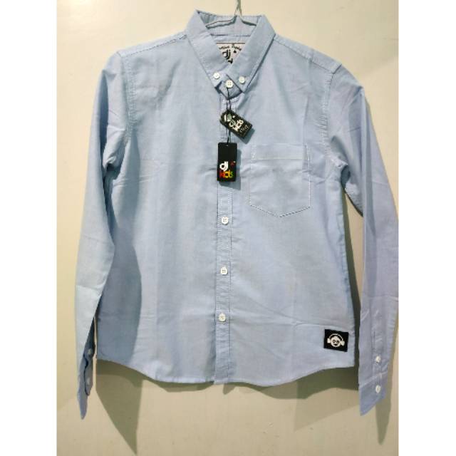 Kemeja Anak Remaja Cowok Lengan Panjang Dj Kids Biru Langit Premium Keren Murah