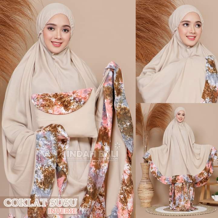 Mukena Dewasa Jumbo Rayon Motif Tie Dye Smoke Bawah Original Indah Bali