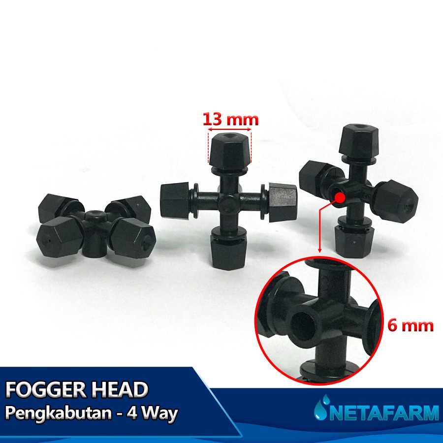 Fogger Head Mist Nozzle for Misting Pengkabutan - 4 Way SD3034 - 5 pcs