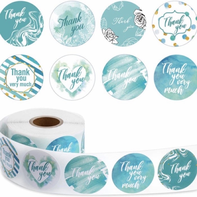 

sticker bulat label thank you 3.7cm / stiker tempel roll 500pcs 1.5inch