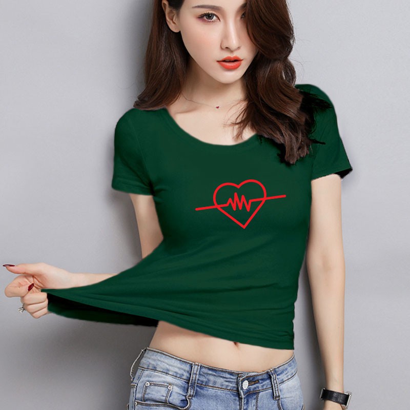 YOURSTYLE1119 - KAOS WANITA ONECK HEARTBEAT/ KAOS TERLARIS / KAOS ONECK/ VALENTINE