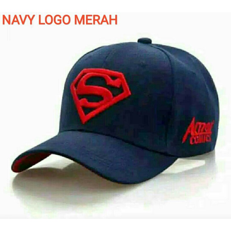TOPI BASEBALL - LOGO SUPERMAN - SPORT FASHION - NAVY LOGO MERAH