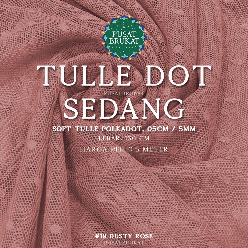 KAIN TILE DOT SEDANG 1 / DOTTY / SOFT TULLE POLKADOT #1, Ø 0.5CM / 5MM, Lebar: 150cm [per 0.5m]